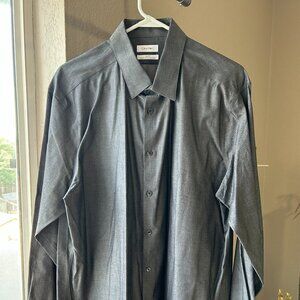 Calvin Klein Mens Gray Dress Shirt
